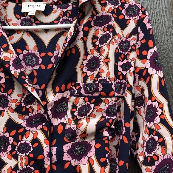 Everly floral paisley button down dress size M - Picture 2 of 11
